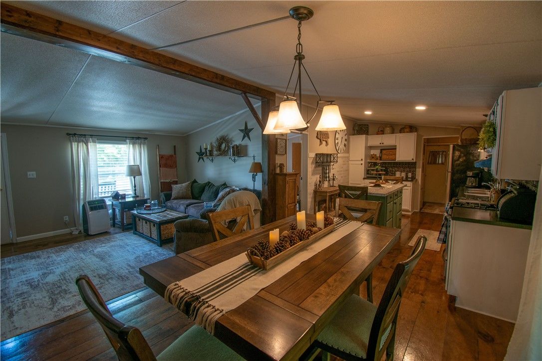 Dining room, Interior, Kitchen, Living room, Pendant Lights, Recessed Lighting, Wood Texture Flooring