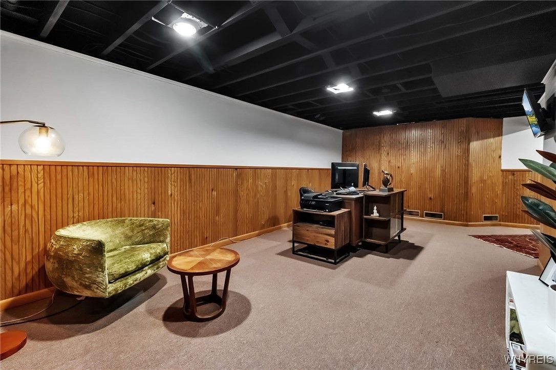 Home Office, Interior, Recessed Lighting, Wooden Walls