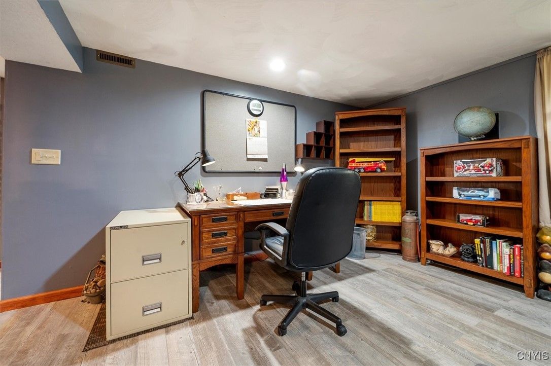 Home Office, Interior, Recessed Lighting, Wood Texture Flooring