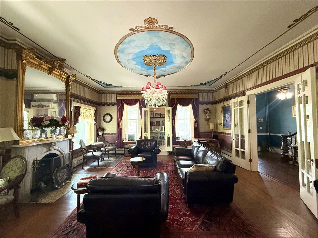 Chandelier, Fireplace, Interior, Living room, Wood Texture Flooring