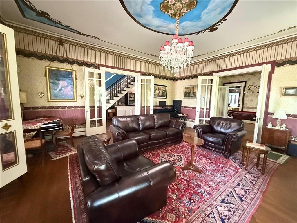 Chandelier, Interior, Living room, Wood Texture Flooring