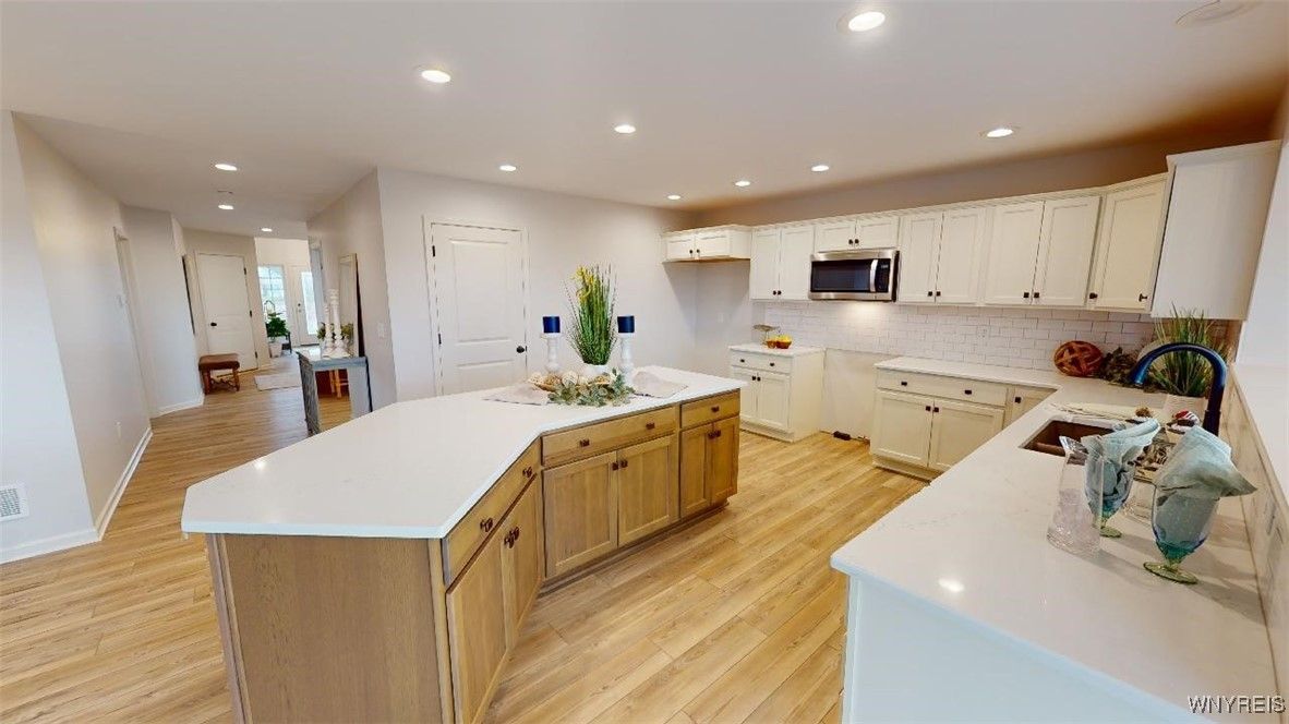 Interior, Kitchen, Recessed Lighting, Wood Texture Flooring