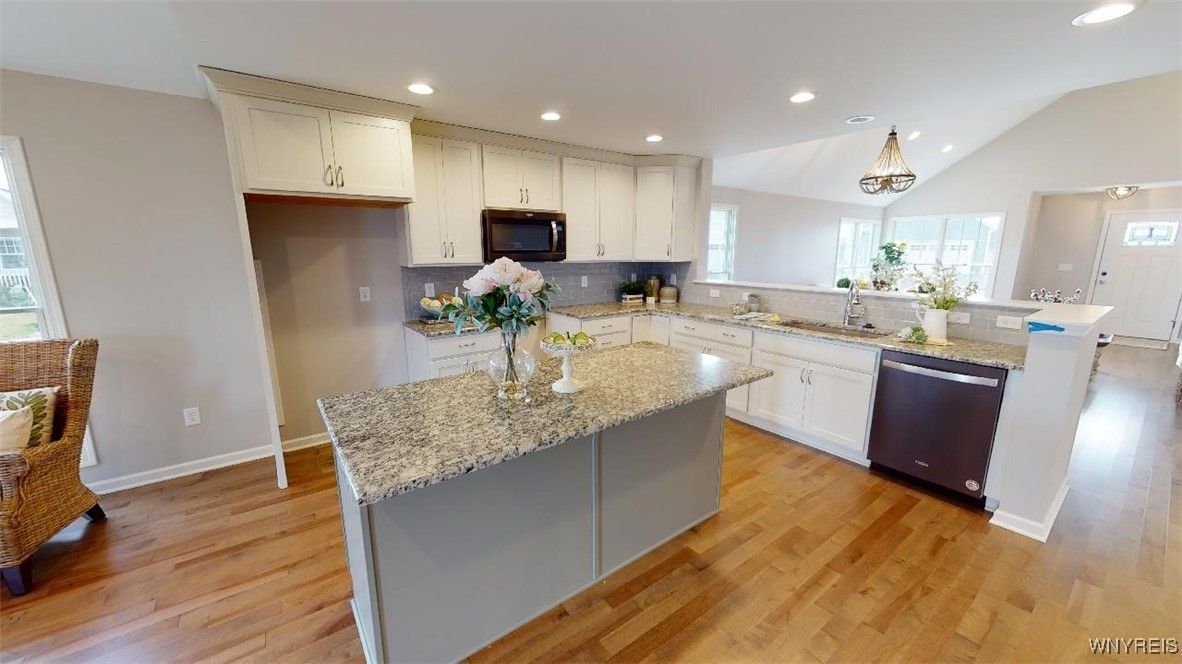Interior, Kitchen, Pendant Lights, Recessed Lighting, Wood Texture Flooring