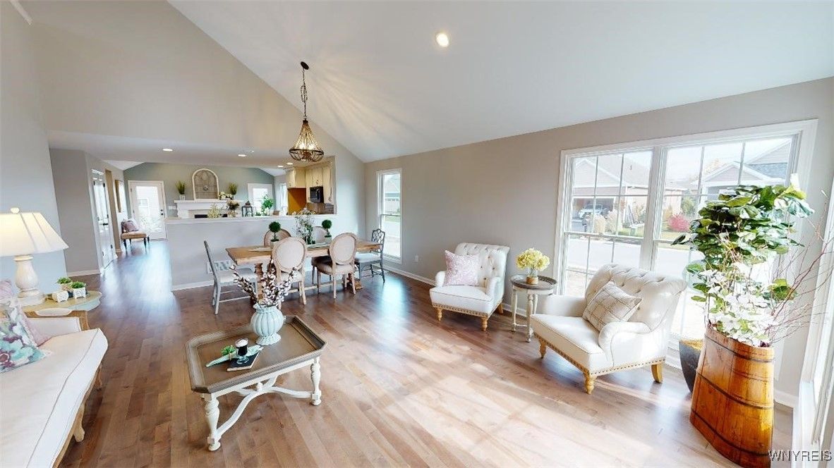 Dining room, Interior, Kitchen, Living room, Pendant Lights, Recessed Lighting, Wood Texture Flooring