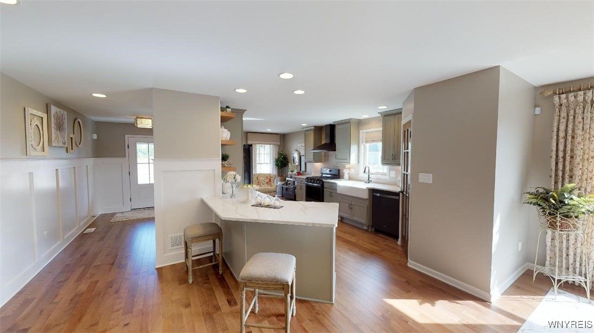 Interior, Kitchen, Recessed Lighting, Wood Texture Flooring