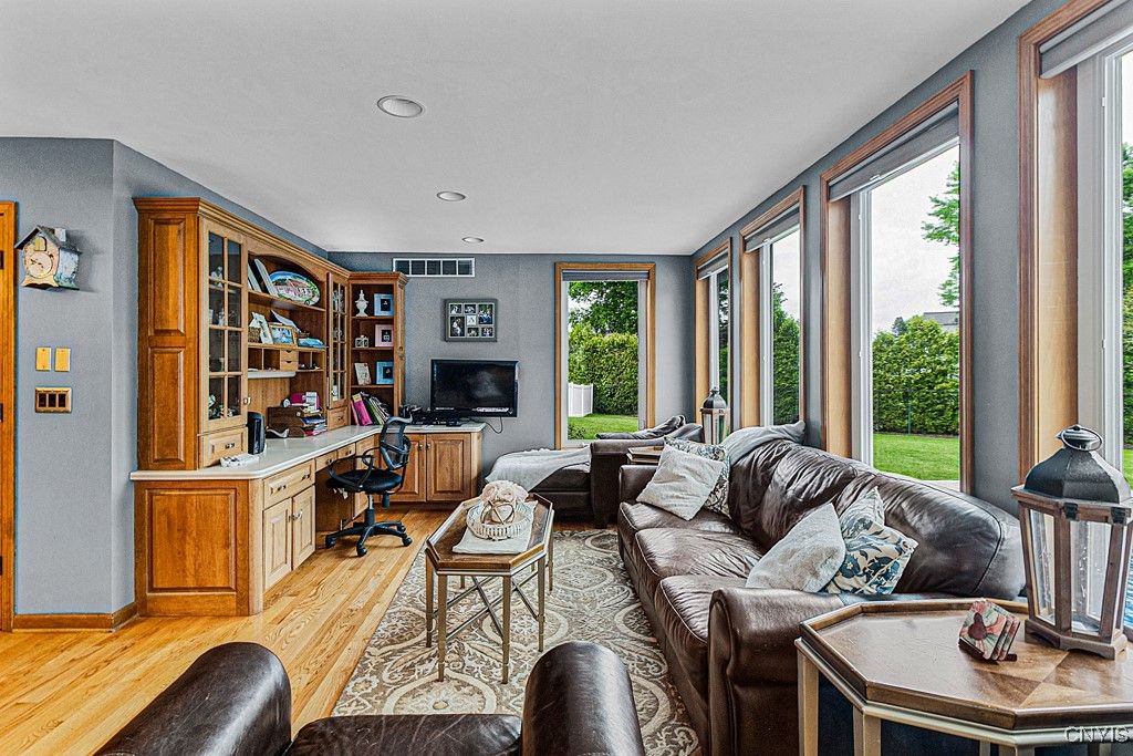 Home Office, Interior, Living room, Recessed Lighting, Wood Texture Flooring