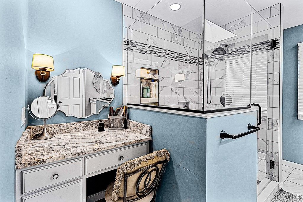 Bathroom, Glass Shower, Interior, Recessed Lighting