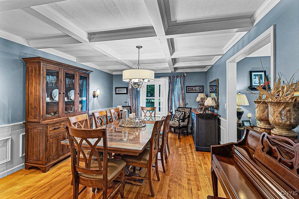 Chandelier, Dining room, Interior, Wood Texture Flooring