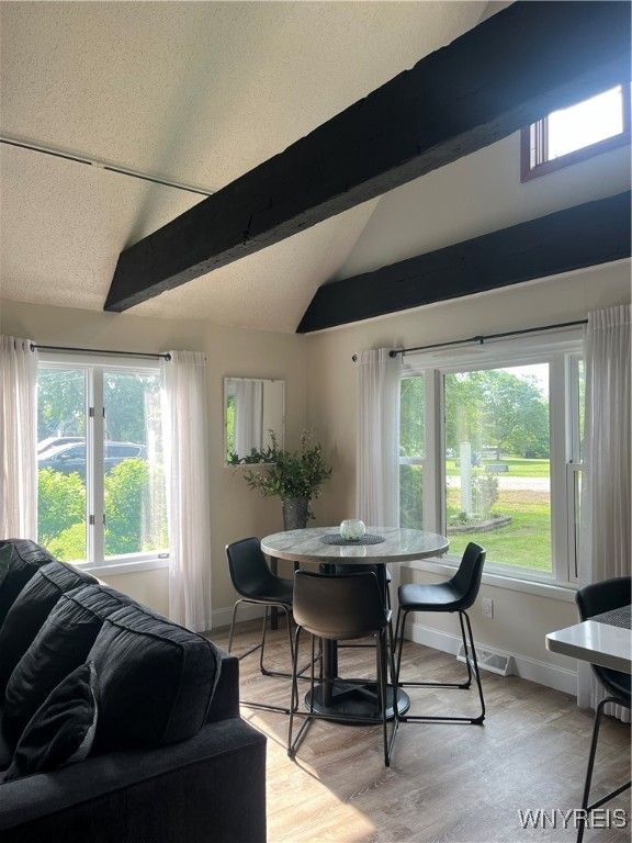 Dining room, Interior, Wooden Beams, Wood Texture Flooring