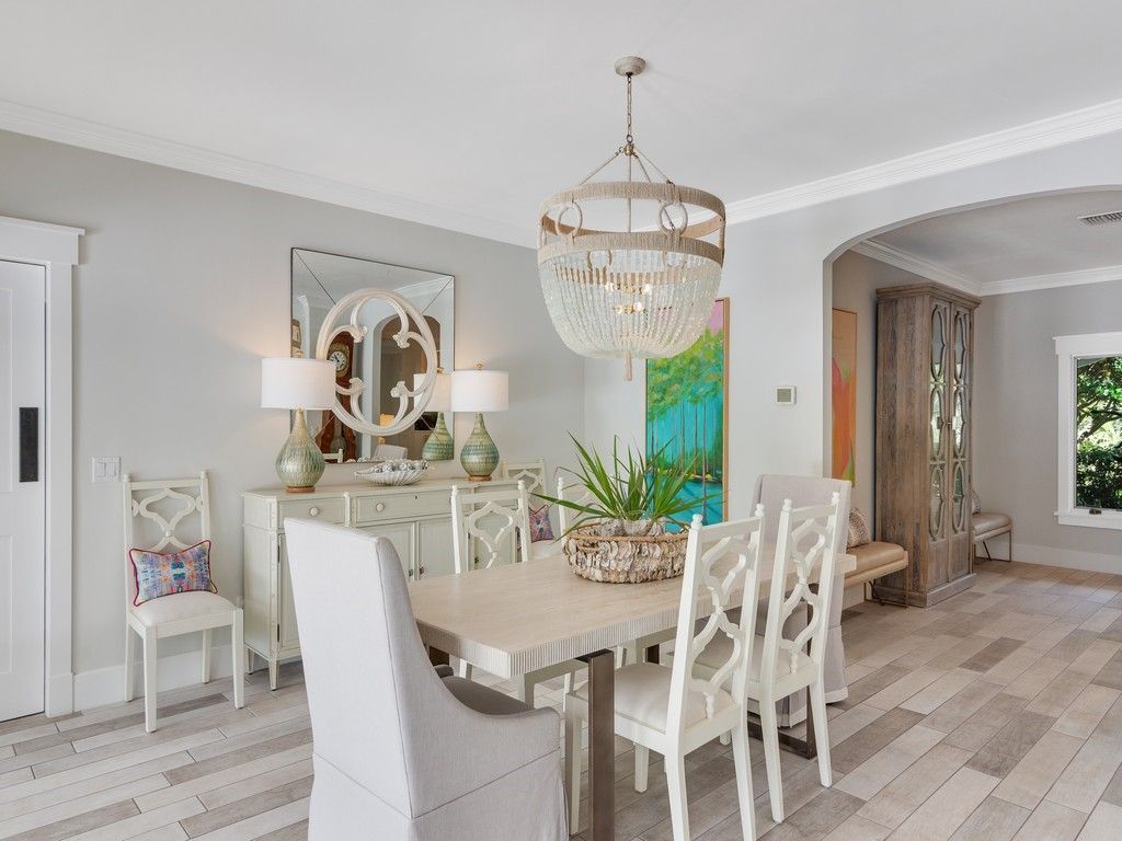 Chandelier, Dining room, Interior, Wood Texture Flooring