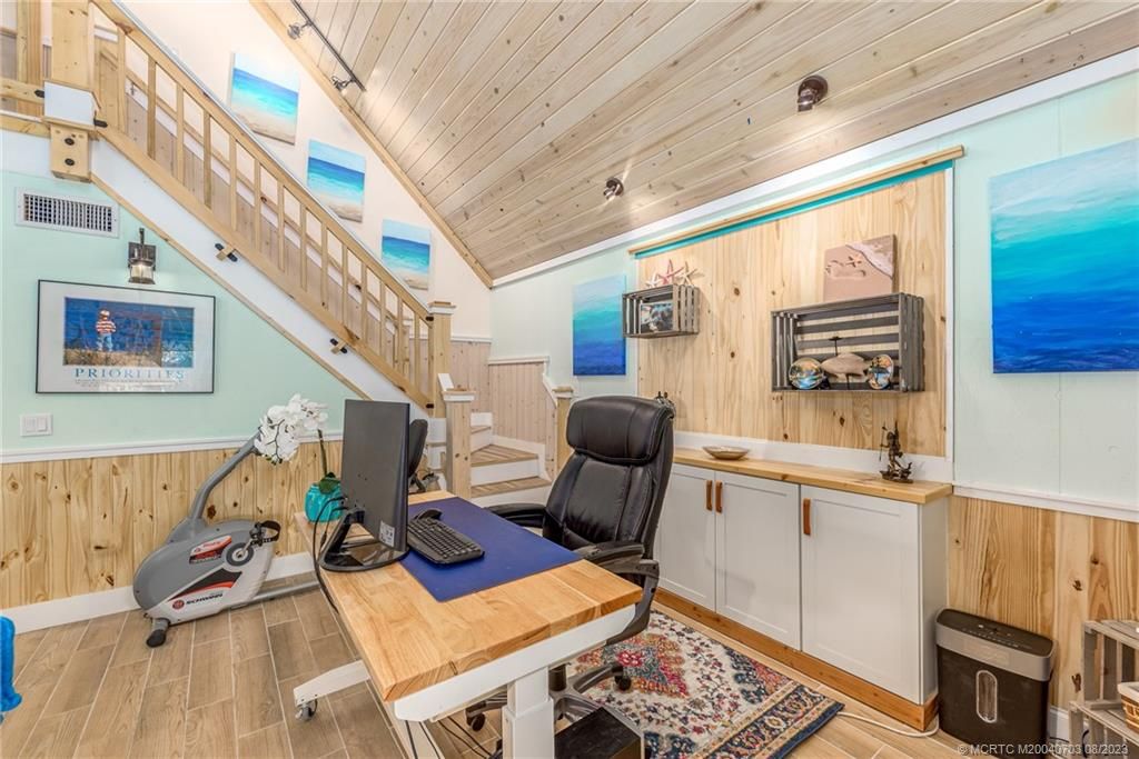 Home Office, Interior, Wooden Ceilings, Wood Texture Flooring, Wooden Walls