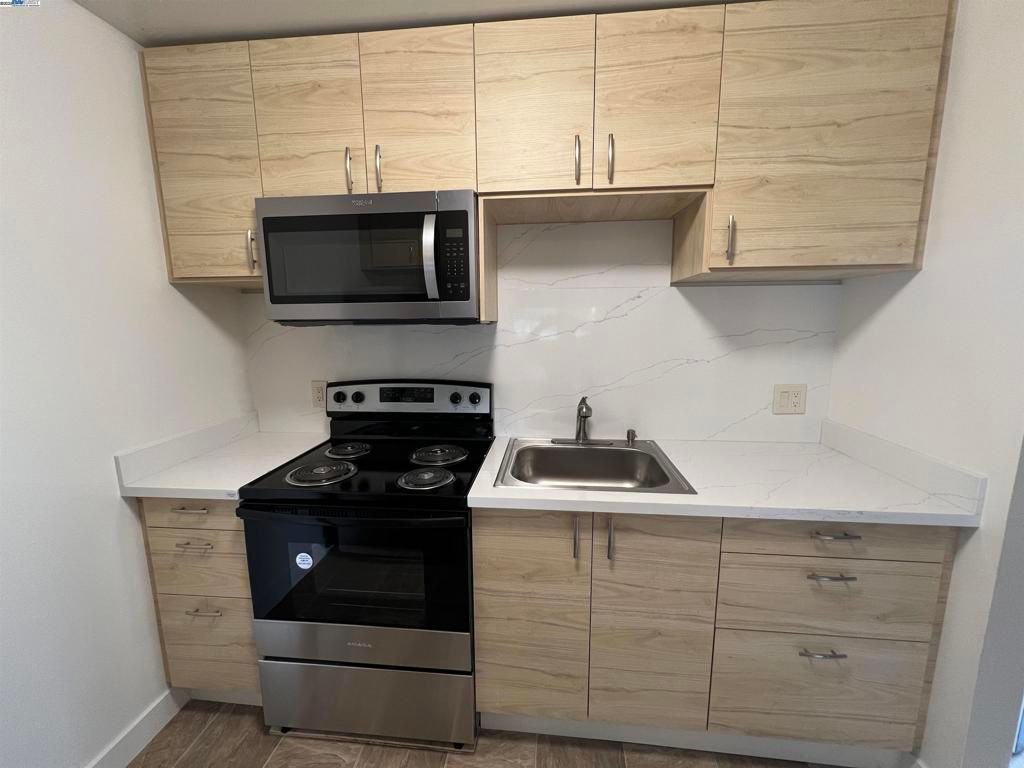 Interior, Kitchen, Marble Walls, Wood Texture Flooring