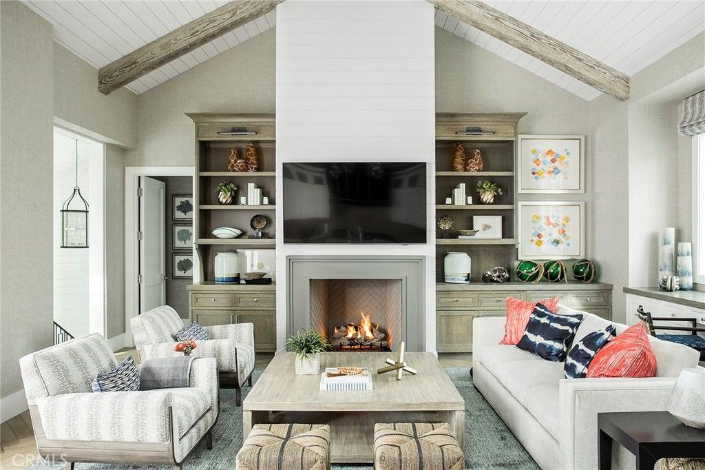 Fireplace, Interior, Living room, Wooden Beams, Wood Texture Flooring