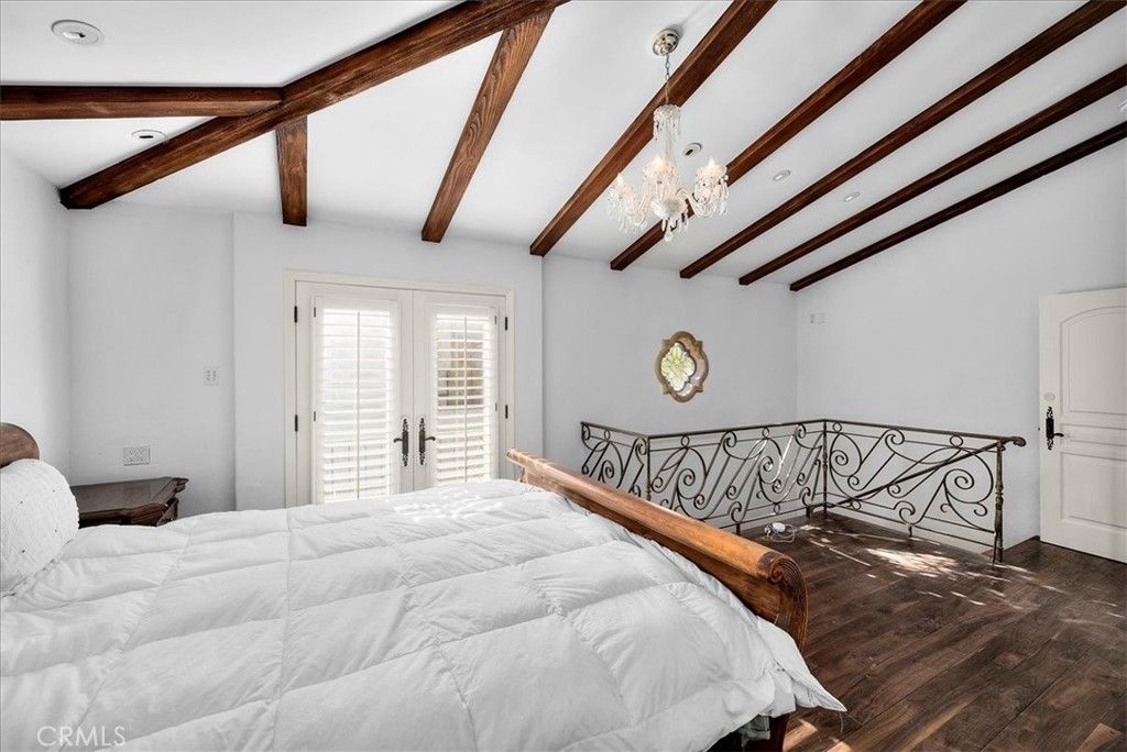 Bedroom, Interior, Recessed Lighting, Wooden Beams, Wood Texture Flooring