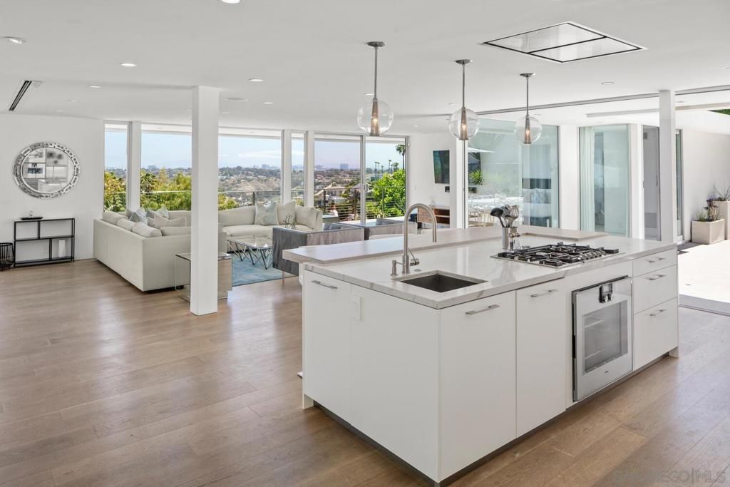 Interior, Kitchen, Living room, Pendant Lights, Recessed Lighting, Wood Texture Flooring