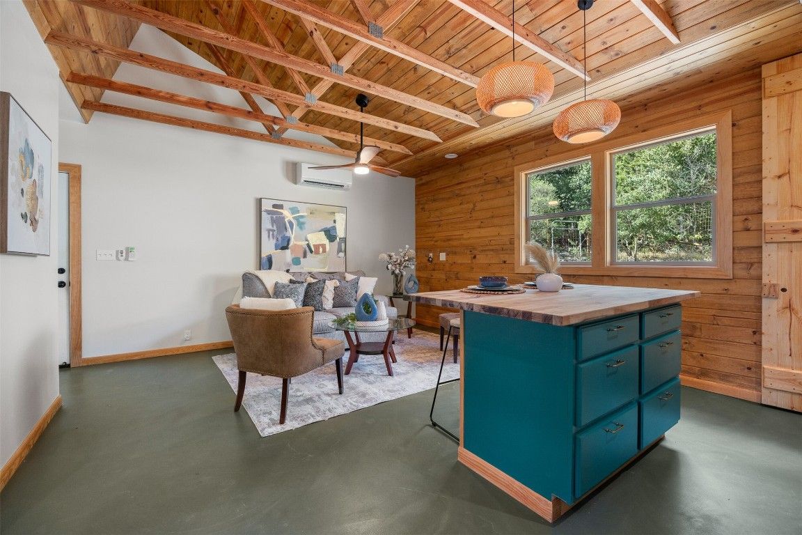 Interior, Living room, Pendant Lights, Wooden Beams, Wooden Ceilings, Wooden Walls