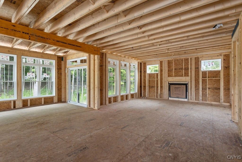 Empty room, Fireplace, Interior, Wooden Beams, Wooden Ceilings, Wooden Walls