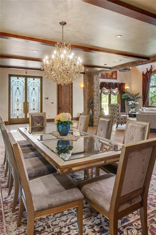 Chandelier, Dining room, Interior, Recessed Lighting