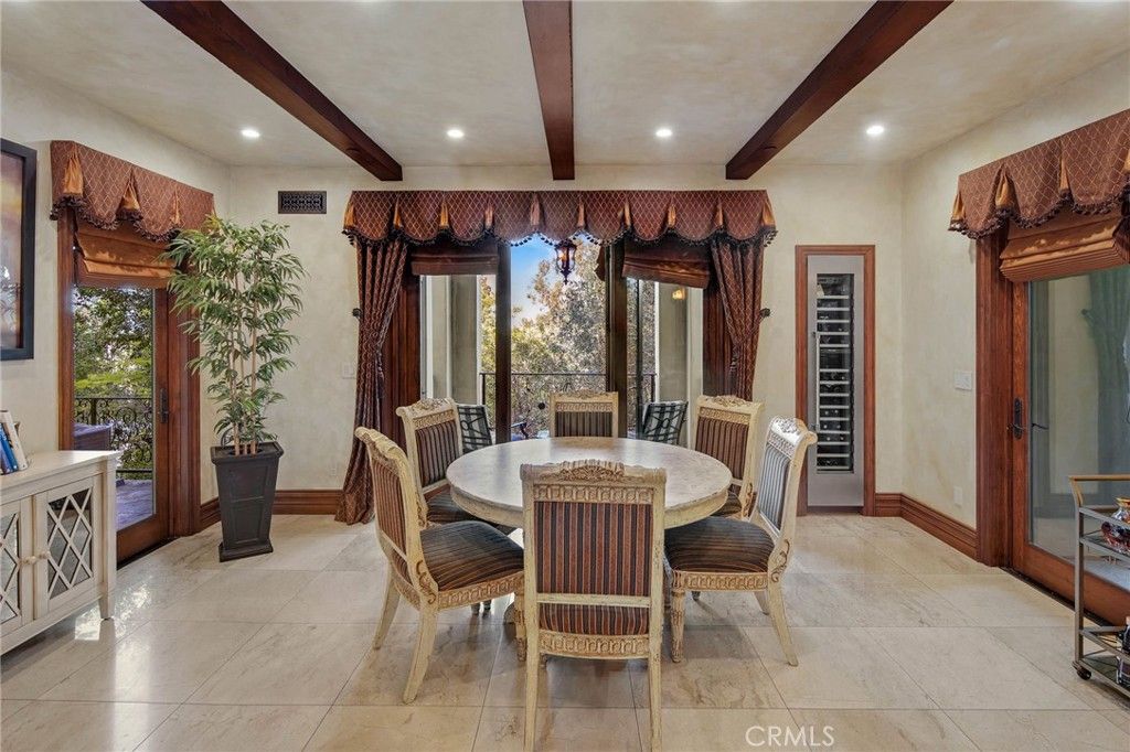 Dining room, Interior, Recessed Lighting, Wooden Beams