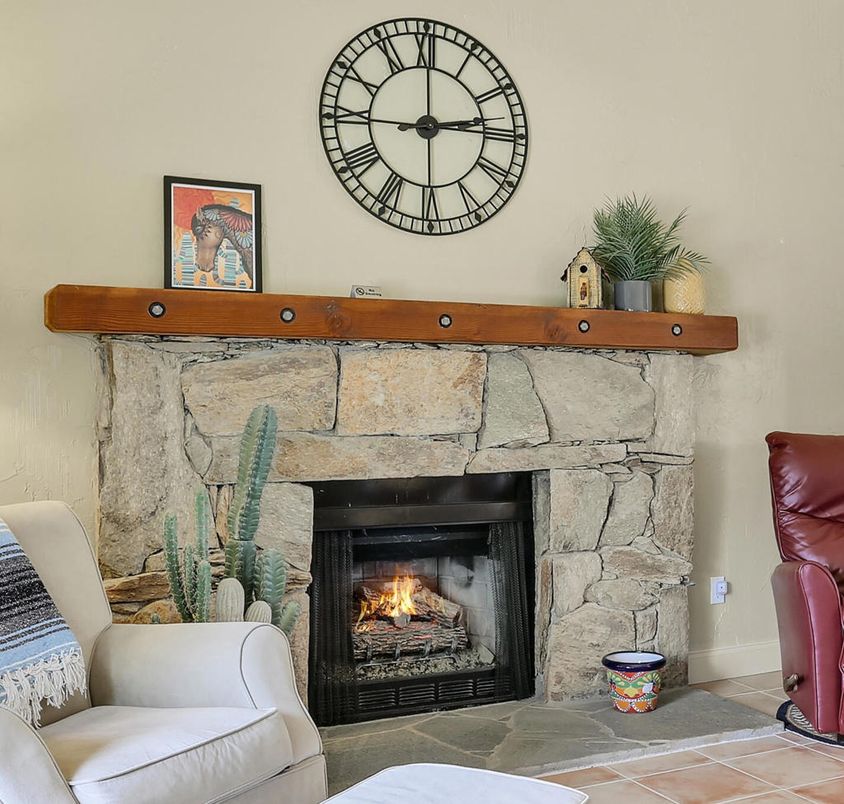 Fireplace, Interior, Stone Walls