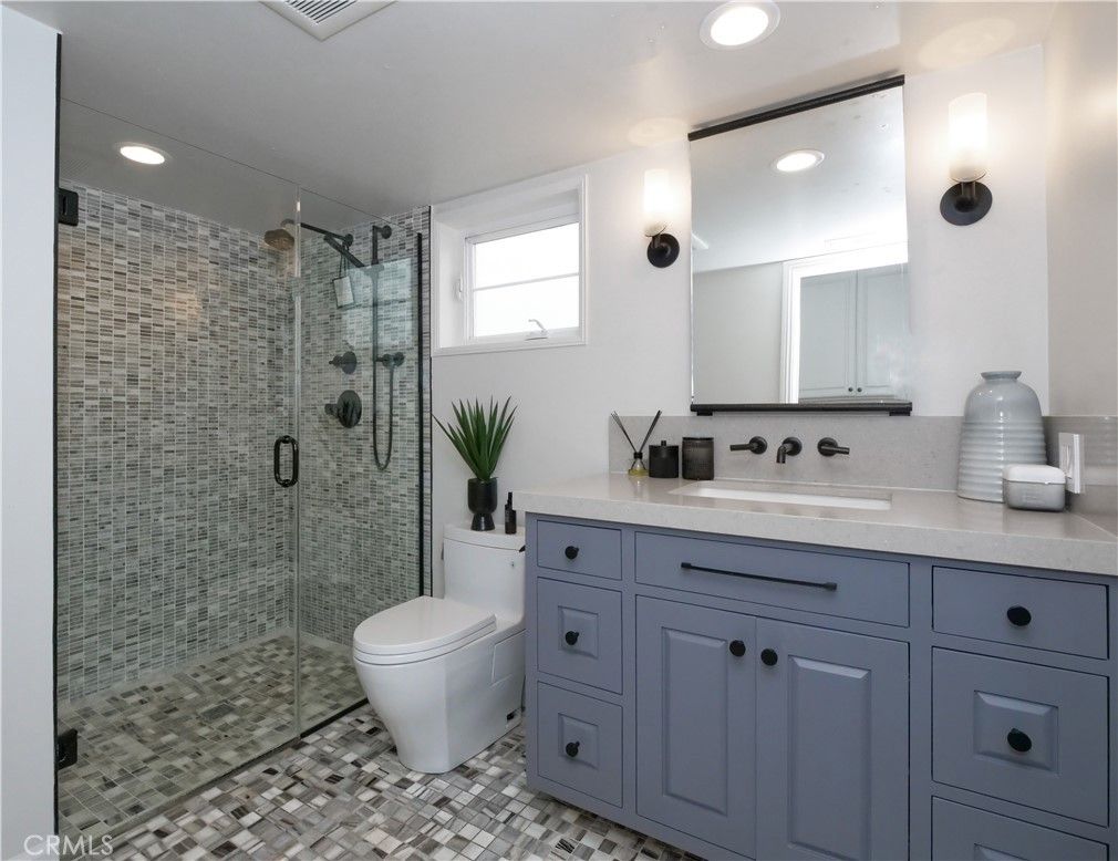Bathroom, Glass Shower, Interior, Recessed Lighting