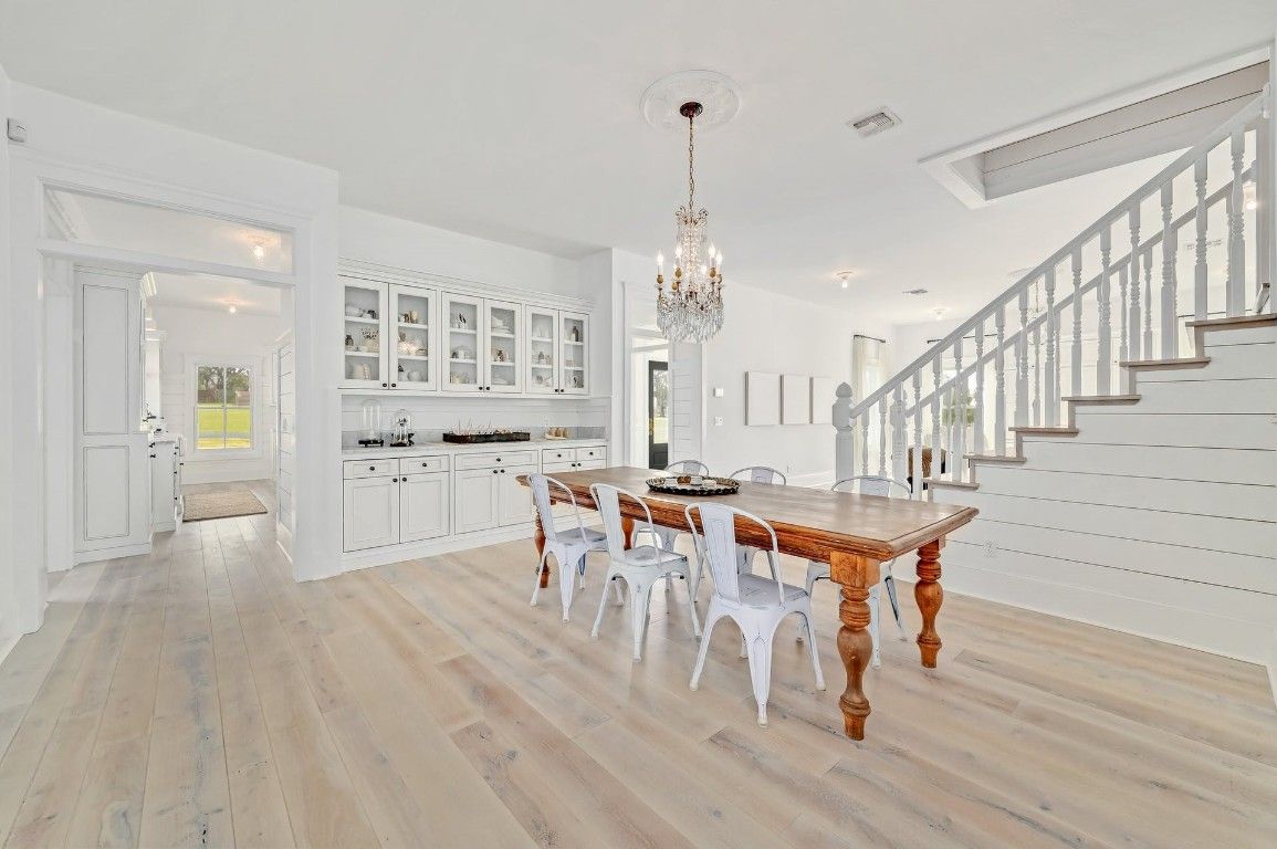 Chandelier, Dining room, Interior, Wood Texture Flooring