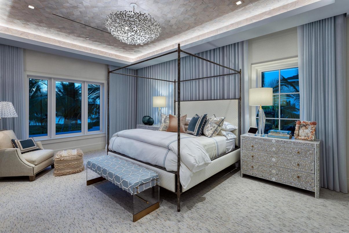 Bedroom, Chandelier, Interior, Recessed Lighting