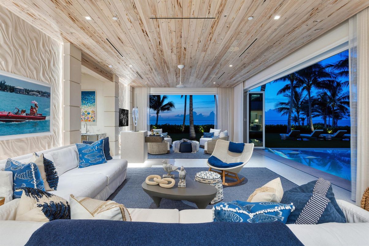 Interior, Living room, Recessed Lighting, Water, Wooden Ceilings