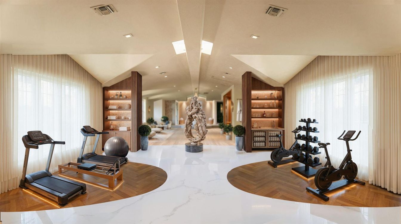 Fitness Equipment, Interior, Recessed Lighting, Wood Texture Flooring
