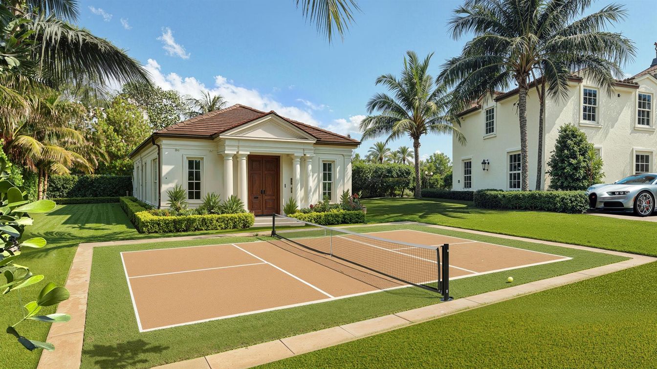 Exterior, Facade, Tennis Courts, Mediterranean