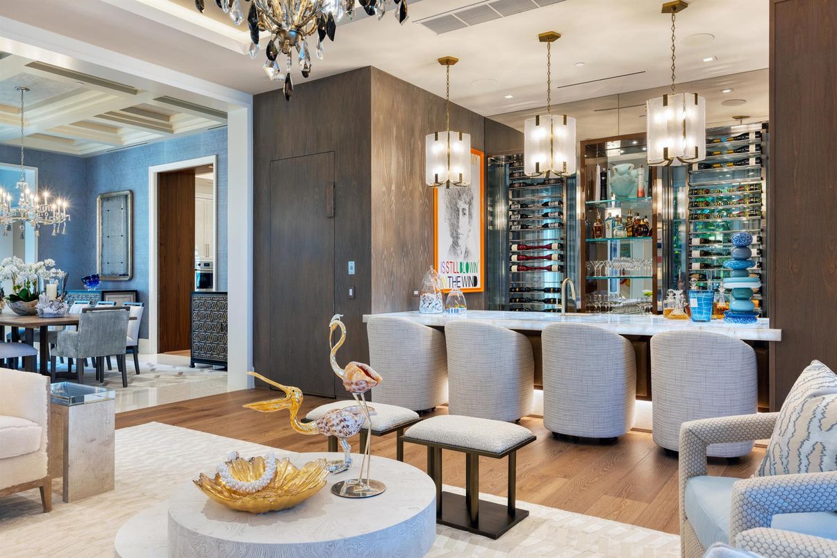 Chandelier, Dining room, Interior, Pendant Lights, Recessed Lighting, Wood Texture Flooring