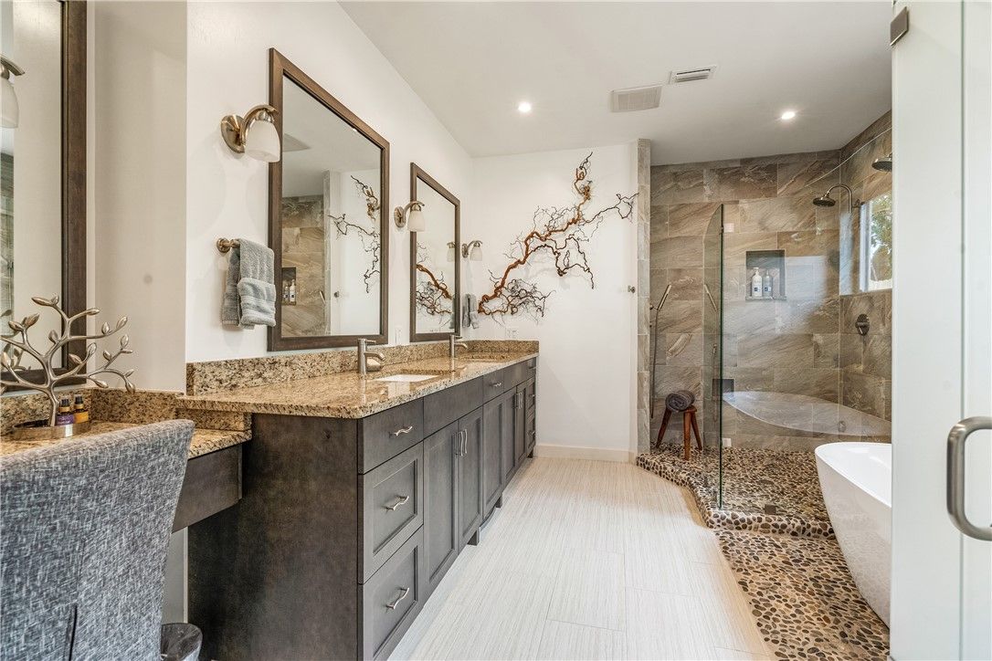 Bathroom, Dual Sink Vanities, Glass Shower, Interior, Recessed Lighting