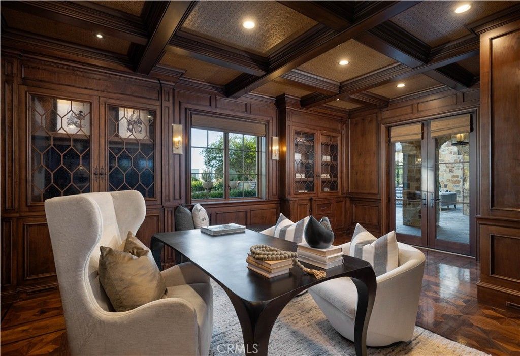 Home Office, Interior, Recessed Lighting, Wooden Beams, Wood Texture Flooring, Wooden Walls