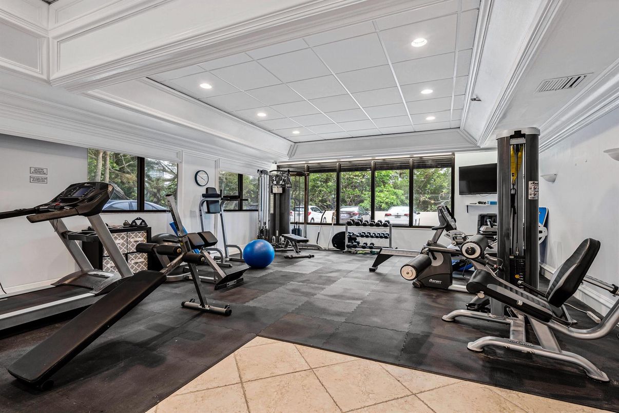 Fitness Equipment, Gym, Interior, Recessed Lighting