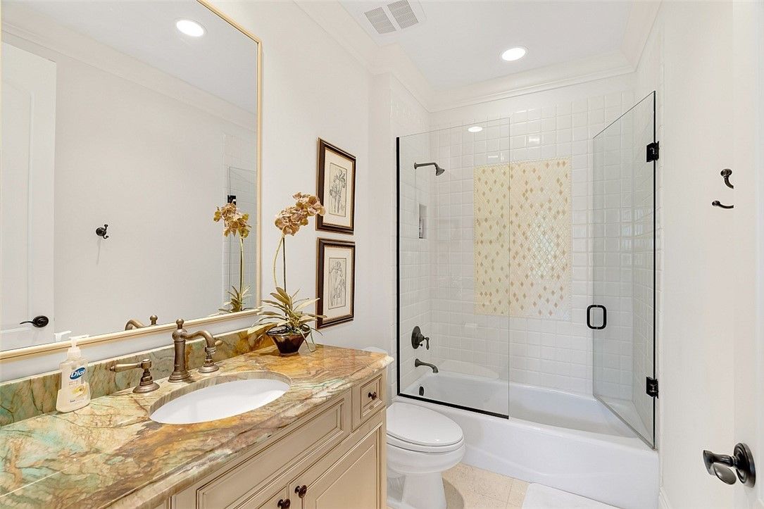 Bathroom, Glass Shower, Interior, Recessed Lighting