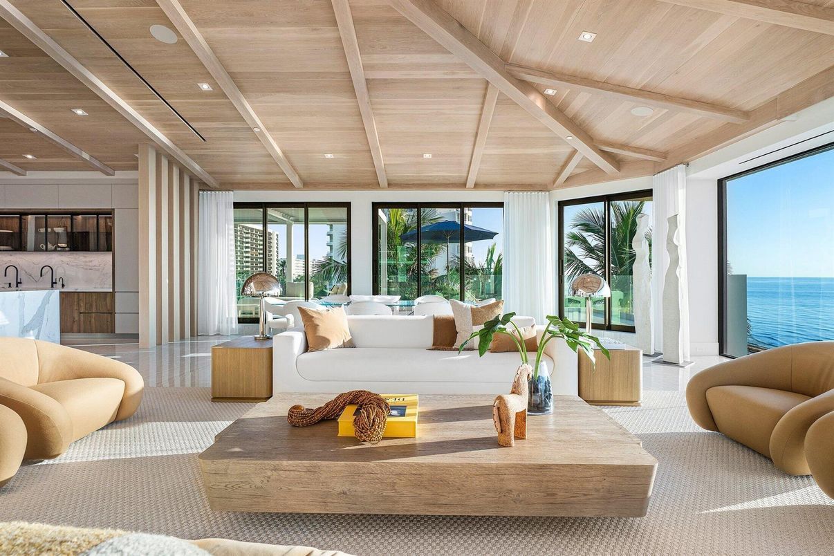 Interior, Living room, Recessed Lighting, Water, Wooden Ceilings