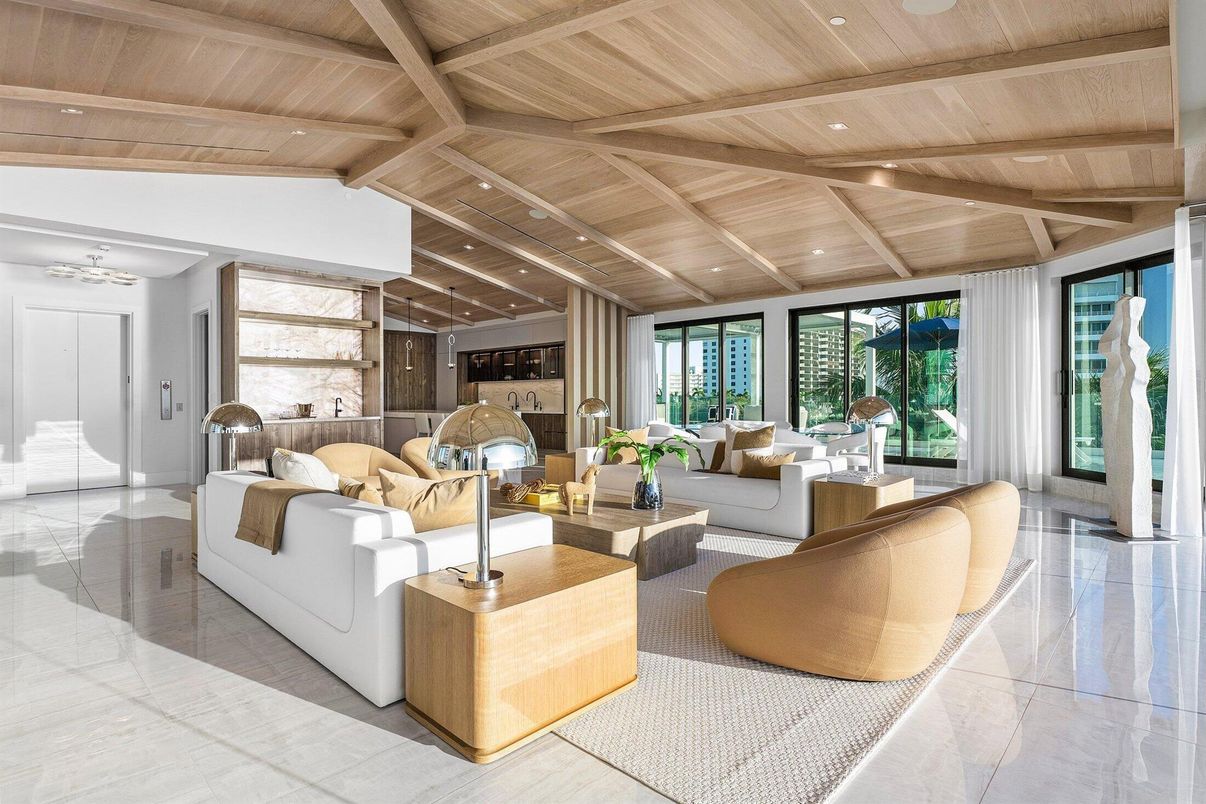 Interior, Living room, Recessed Lighting, Wooden Ceilings