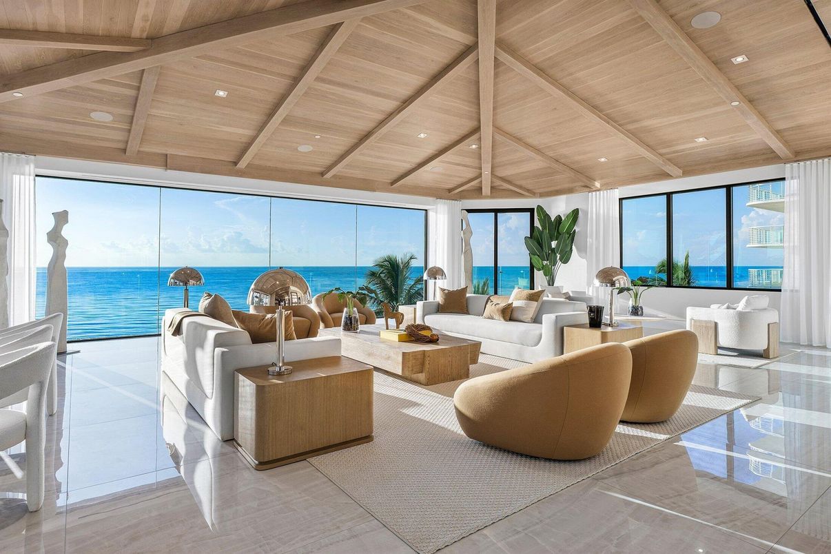 Interior, Living room, Recessed Lighting, Water, Wooden Ceilings