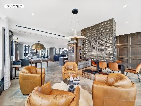 Dining room, Interior, Living room, Pendant Lights, Recessed Lighting, Wood Texture Flooring