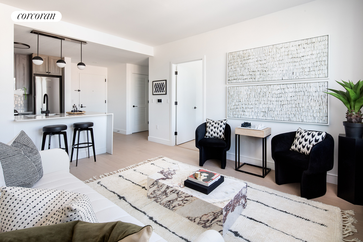 Interior, Kitchen, Living room, Pendant Lights, Stainless Steel Appliances, Wood Texture Flooring