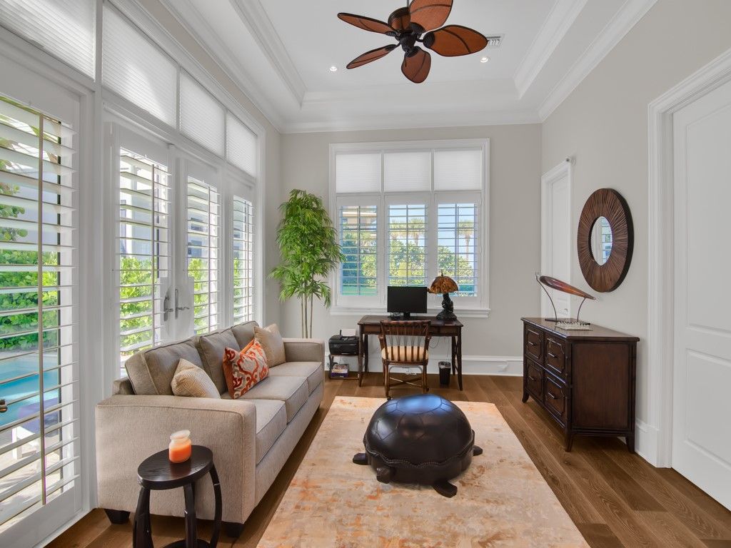 Home Office, Interior, Living room, Recessed Lighting, Wood Texture Flooring