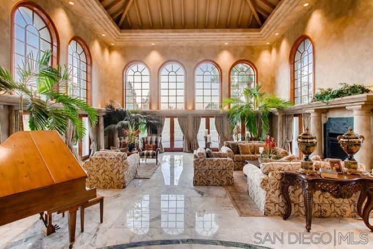 Fireplace, Interior, Living room, Marble, Piano, Recessed Lighting, Wooden Ceilings