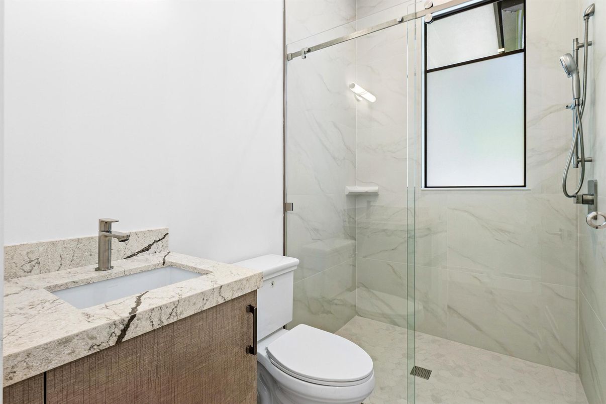 Bathroom, Glass Shower, Interior, Marble Walls