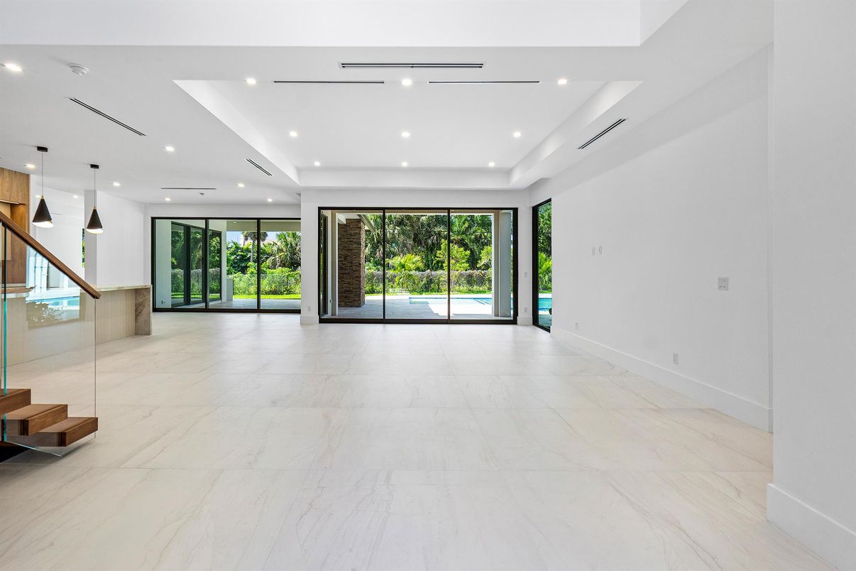 Empty room, Interior, Marble, Pendant Lights, Recessed Lighting
