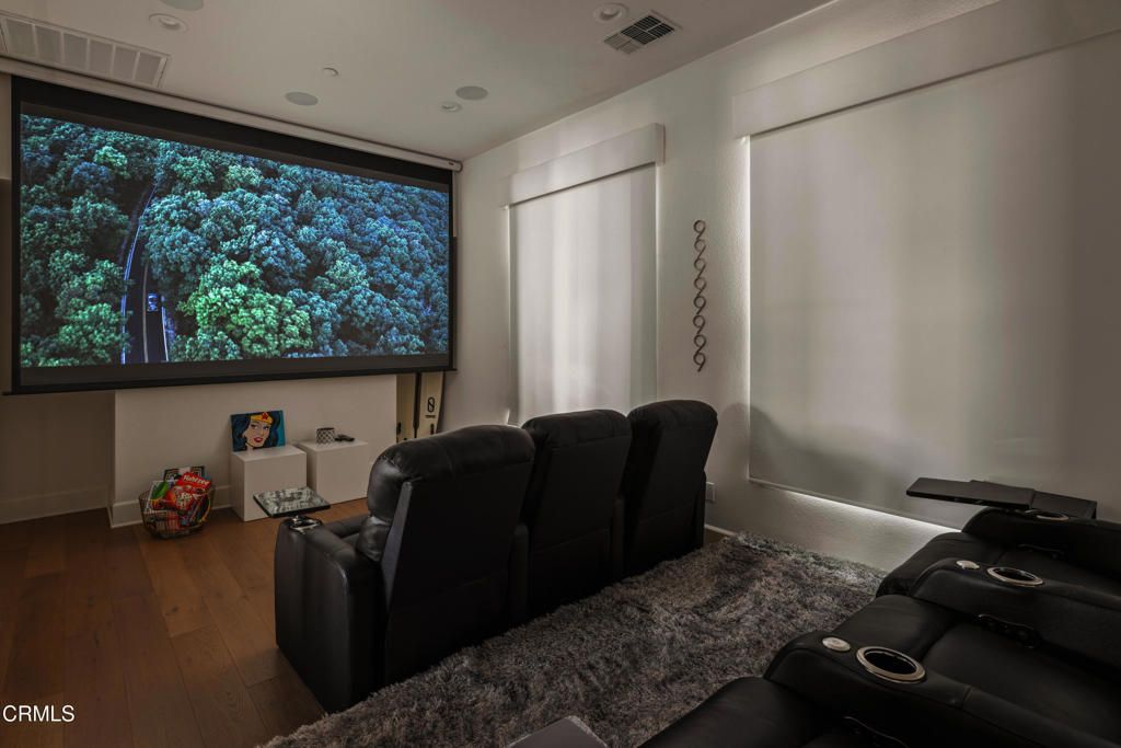 Home Theatre Room, Interior, Recessed Lighting, Theatre Room, Wood Texture Flooring