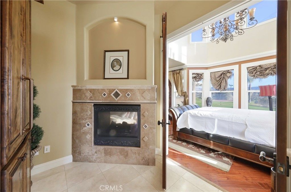 Bedroom, Fireplace, Interior, Wood Texture Flooring