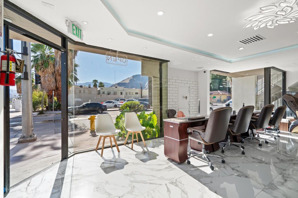 Home Office, Interior, Marble, Recessed Lighting, Stone Walls