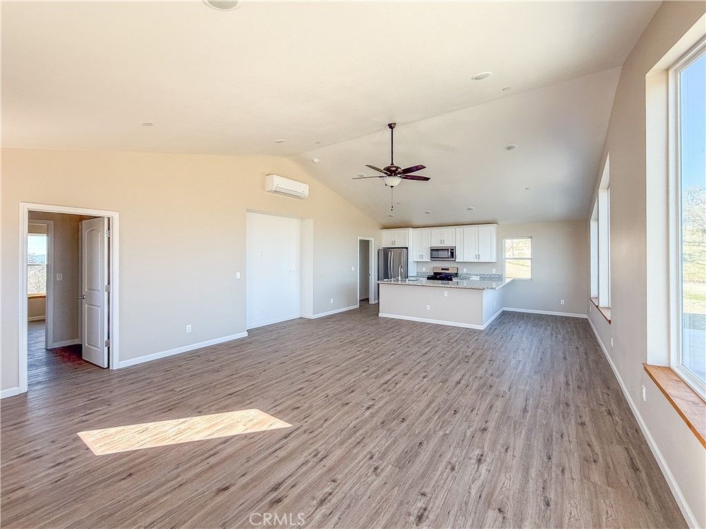 Empty room, Interior, Kitchen, Recessed Lighting, Wood Texture Flooring