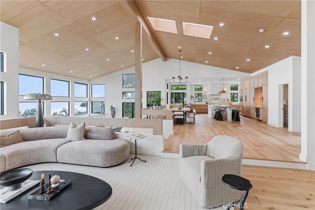 Dining room, Interior, Kitchen, Living room, Pendant Lights, Recessed Lighting, Wooden Beams, Wooden Ceilings, Wood Texture Flooring