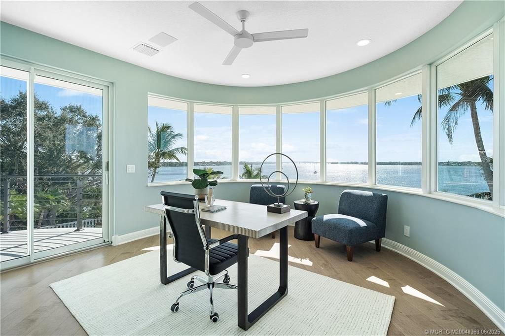 Home Office, Interior, Recessed Lighting, Water, Wood Texture Flooring